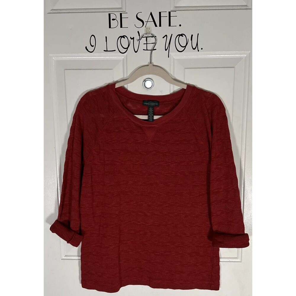 Lauren Ralph Lauren Shirt Womens Large Red Lightweight Knit Long Sleeve Ladies‎